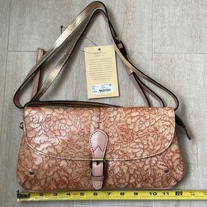 Patricia Nash Crossbody Leather Wristlet Lg Clutch Glitter Rose - Dusty Rose
